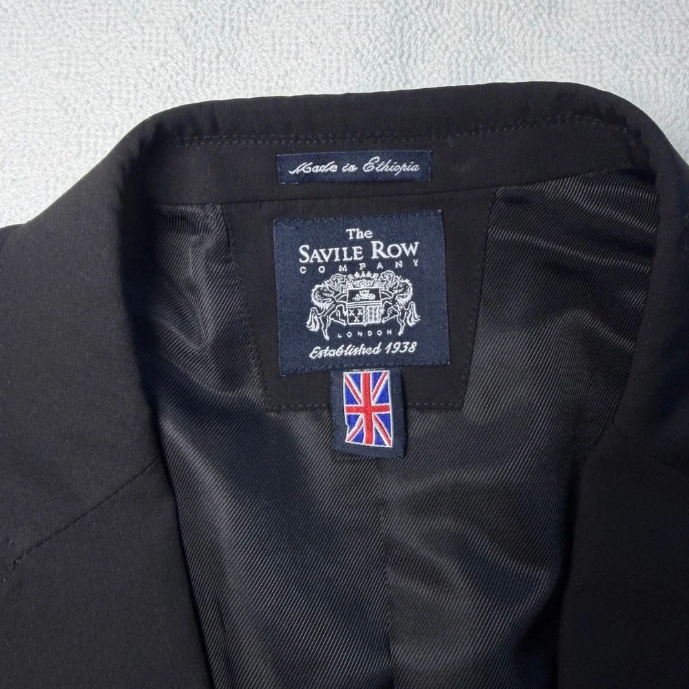 Savile Row Company London Mens Black Two Piece Wedding Suit Set